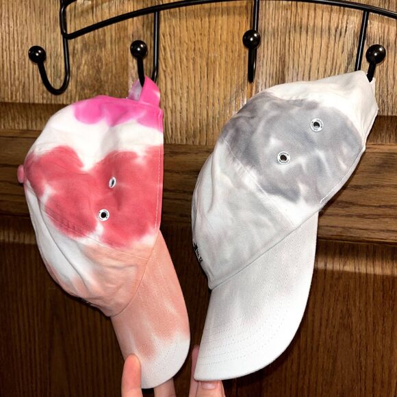 Adidas Tie Dye Hats White Pink Cap Adult Athletic Everyday Adjustable (2 hats) - Picture 3 of 11